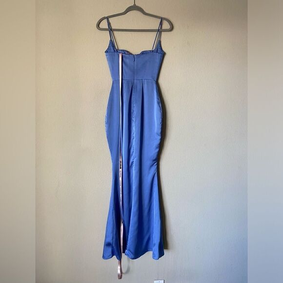NWT House Of Cb Olivette Periwinkle Satin Maxi Blue Dress Corset Size XS - Picture 11 of 16